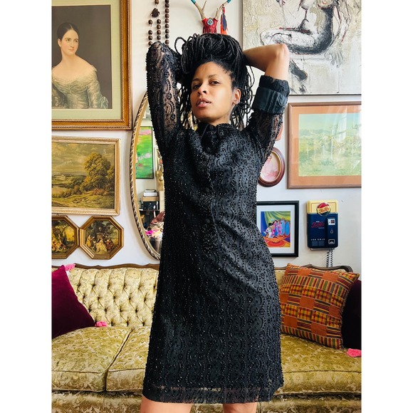 Rare VTG 70s Charles & Co Lace and Sequin made in Hong Kong Size 38/Small - Picture 8 of 10